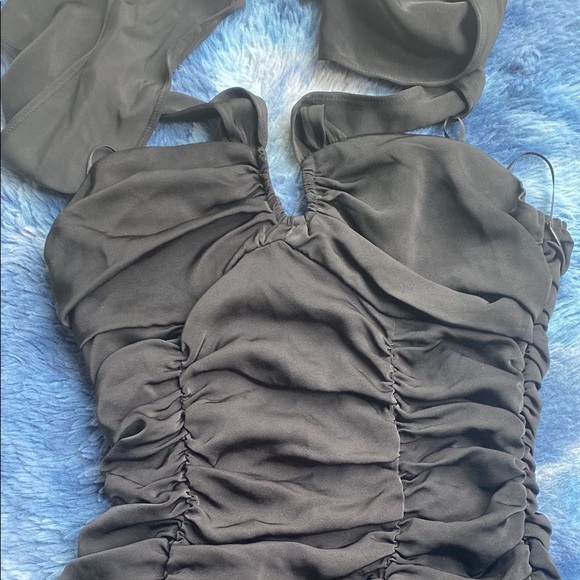 Zara Black Satin Ruched Bodysuit - Picture 3 of 4